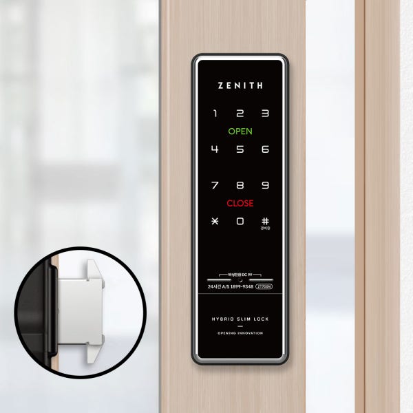 제니스 샷시문도어락 슬라이딩도어 미닫이문 하이샤시 학교 교실 디지털 번호키 ZT700N