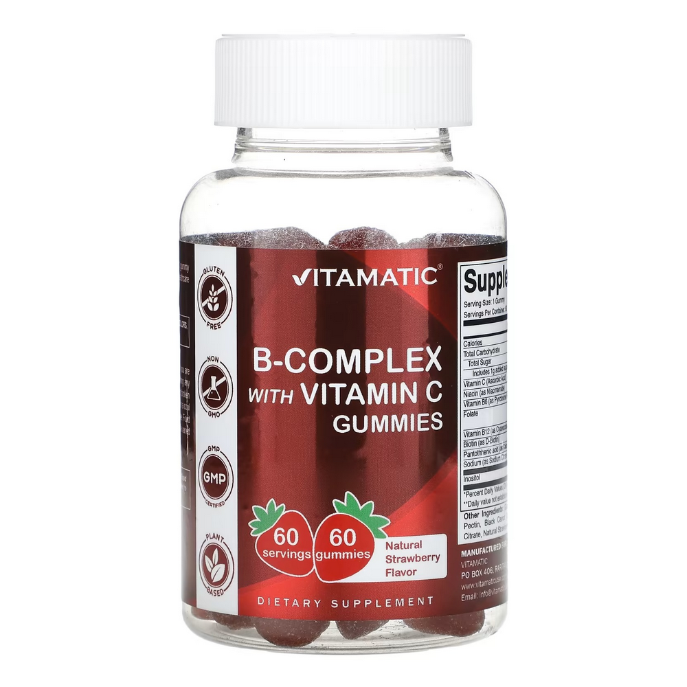 비타매틱 Vitamatic <b>B</b>-컴플렉스 위드 <b>비타민</b>C <b>구미</b> <b>스트로베리 60구미</b>