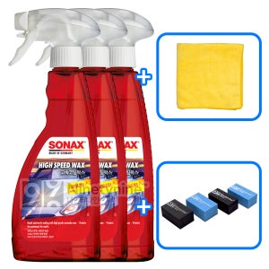 소낙스 고속코팅왁스-500ml 3개+타월&도어가드 자동차 광택제 물왁스 카나우바