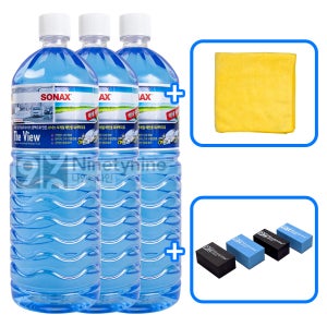 소낙스 사계절 에탄올 워셔액 1.8L 3개+타월&도어가드 자동차 차량 와이퍼 앞유리 먼지