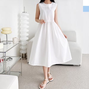 KSS 2596 여자 플레어 레이어드 나시 롱 원피스