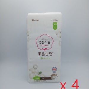 좋은느낌 좋은순면 팬티라이너 일반 75개입 X 4개