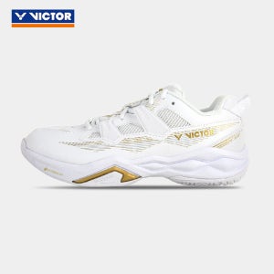 빅터 VICTOR C60 배드민턴 신발 남녀 공용 안정형 충격 흡수 미끄럼 방지 통기성 미끄럼 방지 넓은 굽 C60-AX 화이트/골드