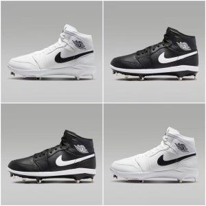 나이키 조던 1 레트로 메탈 스파이크 야구화 화이트 블랙