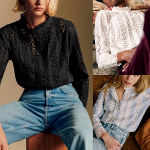 세잔 sezane Rym 유기농 코튼 자수 레이스 블라우스