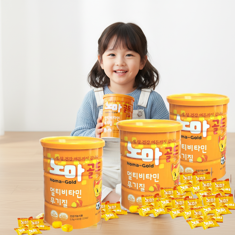 노마골드츄정 성장기 츄어블 어린이 영양제 멀티비타민 60정, 3개