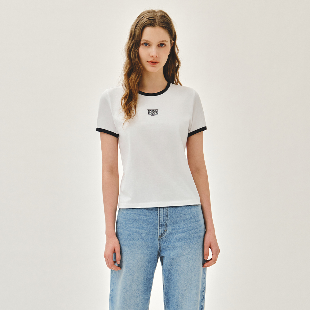 [마리떼프랑소와저버_L 사이즈 예약 발송] W CLASSIC LOGO RINGER TEE white