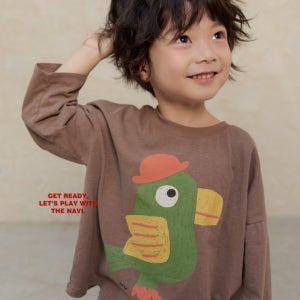 나비 아동복 26봄 투칸 티셔츠 아동 주니어 S-JL (레드, 브라운)