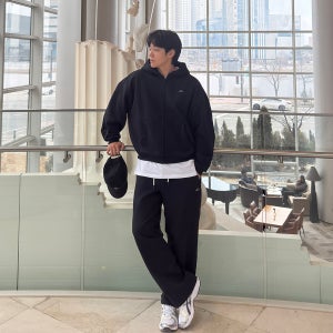 [나이키코리아] 나이키 스탠다드 이슈 루즈핏 후드 팬츠 세트 ( 블랙 )