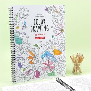 국산 컬러링북 쉬운 드로잉 색칠도안 힐링북(5권) 초보자 스트레스완화 취미미술책