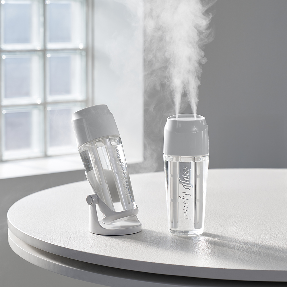 프롬비 더블미스트 진동자 교체형 유리 글래스 듀얼 미니 탁상용 무선가습기 FG280