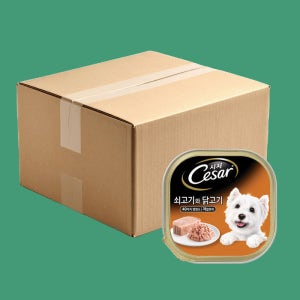 [8박스] 시저 캔 강아지 습식캔 1세이상 쇠고기와 닭고기, 100g, 192개