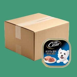 시저 캔 강아지 습식캔 1세이상 쇠고기와 참치, 100g, 192개