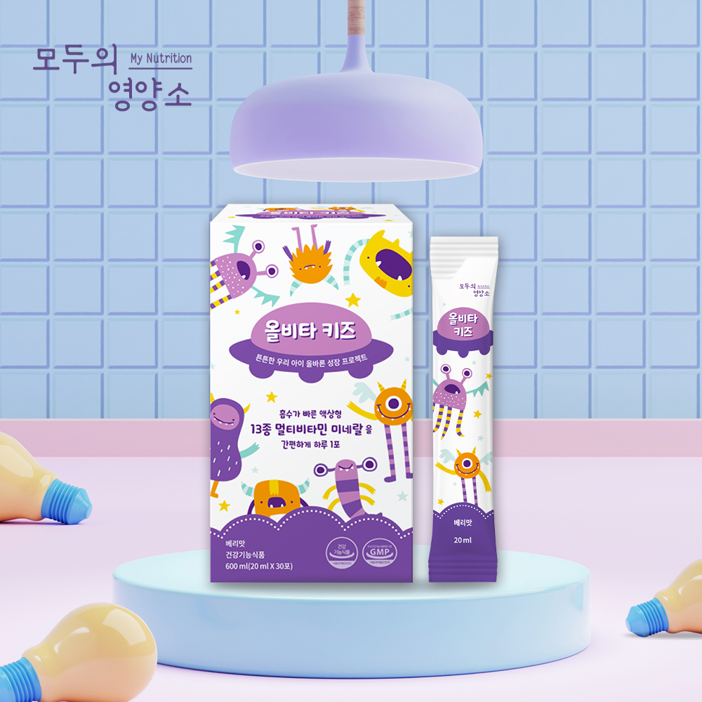 모두의영양소 어린이 비타민 액상 영양제 올비타 키즈 올인원 종합 멀티 비타민 30포, 1개