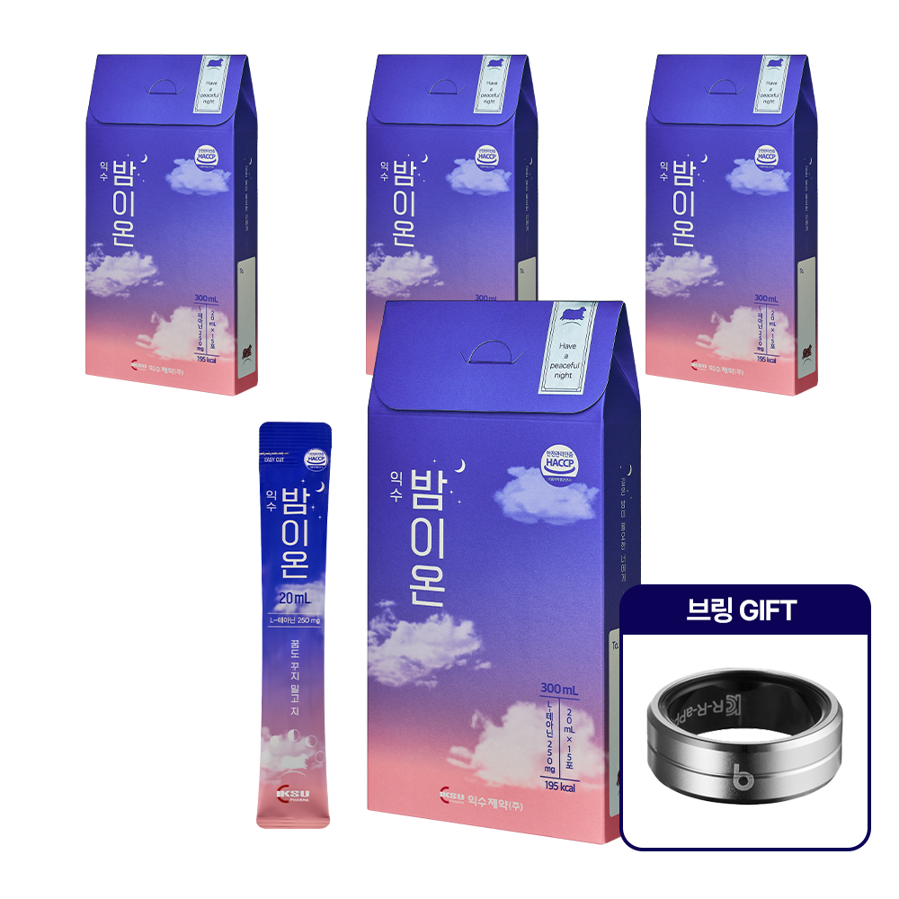 [굿나잇 콜라보] 익수제약 밤이온 15포, 4개 락투신 산조인 용안육 테아닌