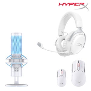 하이퍼엑스 화이트 셋업 게이밍 헤드셋 마우스 마이크 패키지 3