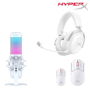 하이퍼엑스 화이트 셋업 게이밍 헤드셋 마우스 마이크 패키지 2