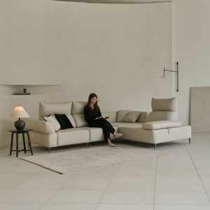 썸앤데코 네스트 크림 비건 가죽 소파 5인용 코너형 코브라 스윙 쇼파