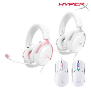 하이퍼엑스 화이트 스탠다드 셋업 게이밍 헤드셋 마우스 패키지 1