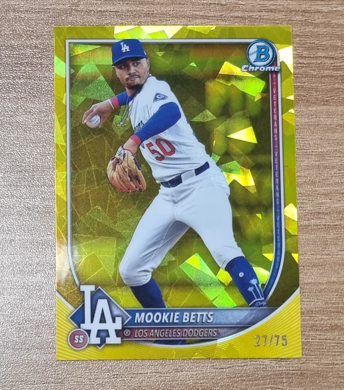 75한정판 무키 베츠 2025 Bowman Chrome Sapphire Yellow Mookie Betts No-26 MLB카드