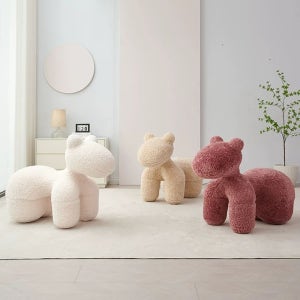 헤이유드 조랑말체어 프리미엄 소품 스툴 크림S 양털 S. 대형민트 그린 램스울 스타일 코튼