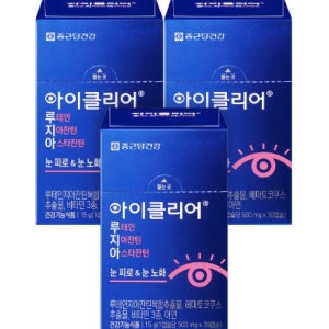 (1+1+1) 종근당 아이클리어 루테인 지아잔틴 아스잔틴 뉴테인 빌베리 아스타잔틴 3개