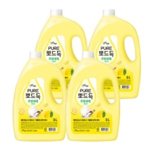 퓨어 뽀드득 주방세제 레몬향 3L, 4개