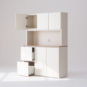 두리앳가구 멀티 주방수납장 홈카페 그릇장 키큰 상하부장 세트 서랍형 1200