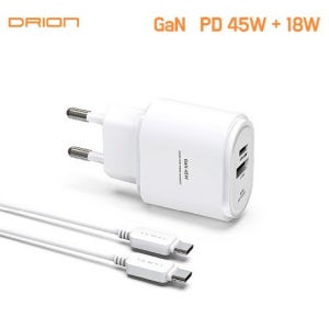 [후니케이스] 드리온 가정용 PD 45W 충전기 (C+USB 포트) (C to C) D-PD45W-CU
