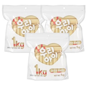 데이스포 우리아이 강아지 대용량 소시지 영양 간식 대구살, 1kg, 3개