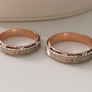 브리예뜨 18k 이중 투톤 볼드 컷팅 커플링 남자 여자 무광 반지 데일리 금반지 약지