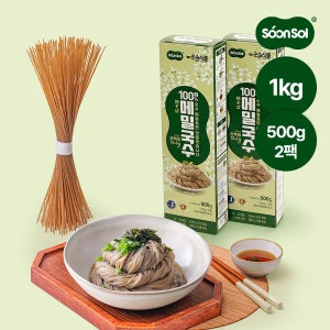 순솔 100% 메밀면 메밀국수 소바 모밀 순메밀 면 국수 막국수 500g x 2봉