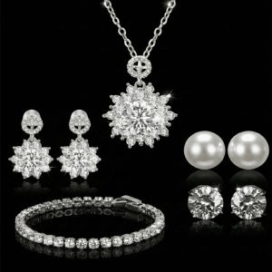 메르베 천연 다이아 주얼리 세트 5종 목걸이 귀걸이 선물용