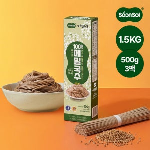 순솔 100% 메밀면 메밀국수 소바 모밀 순메밀 면 국수 막국수 500g x 3봉