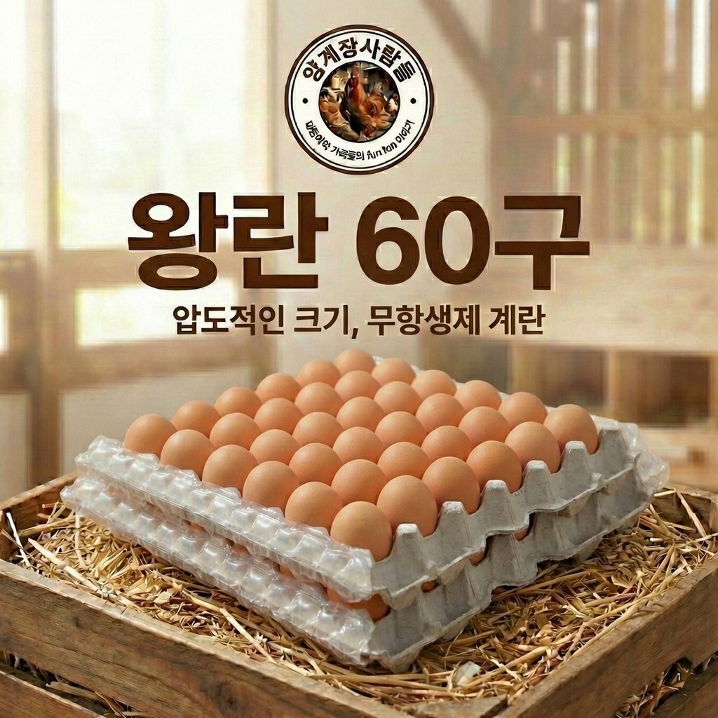 무항생제 왕란 계란 왕란특란대란 달걀 60구, 1개