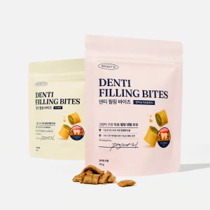 프로젝트21 덴티 필링 바이츠 고양이 트릿 덴탈트릿 이빨과자 간식 치석제거 2팩 (닭1+연어1), 100g