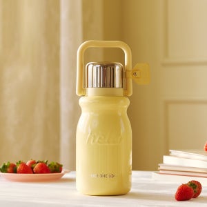 홀로홀로 밀크 보온보냉병 대용량 빨대 텀블러 900ml 옐로우