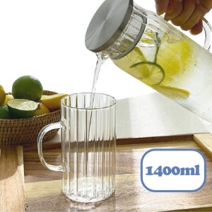 세척편한 차망 내열유리 물병 냉장고 물통 보틀 가정용 1.4L