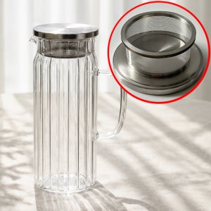 내열유리 저그 물병 냉장고 유리 물통 차망 티포트 손잡이 1.4L, 1개