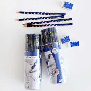 연필캡 포함 양손 교정 연필 그루브 슬림 HB 48자루 연필세트 LYRA 리라
