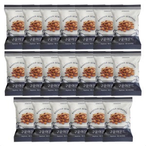공스킨 구운 아몬드(100% 미국산·미국 USDA 인증 최상급 아몬드·한국식품안전관리인증원 인증) 20개 세트