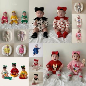 아기옷 아기 베베 유아 봄 바디슈트 헤어밴드 세트