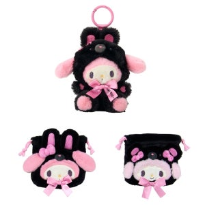 산리오 오리지널 마쿠로 플로키 키링 키홀더 마이멜로디 마스코트 & 파우치 2종 세트