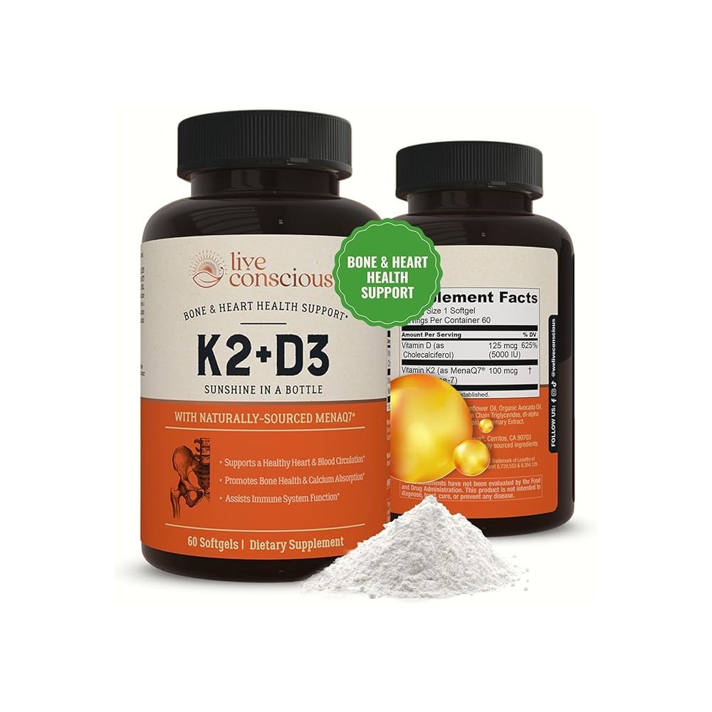 <b>Live Conscious 비타민 K2</b> MK7 D3 60소프트젤