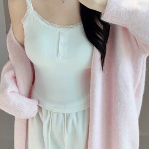 White lace button top 화이트 레이스 버튼 캡나시