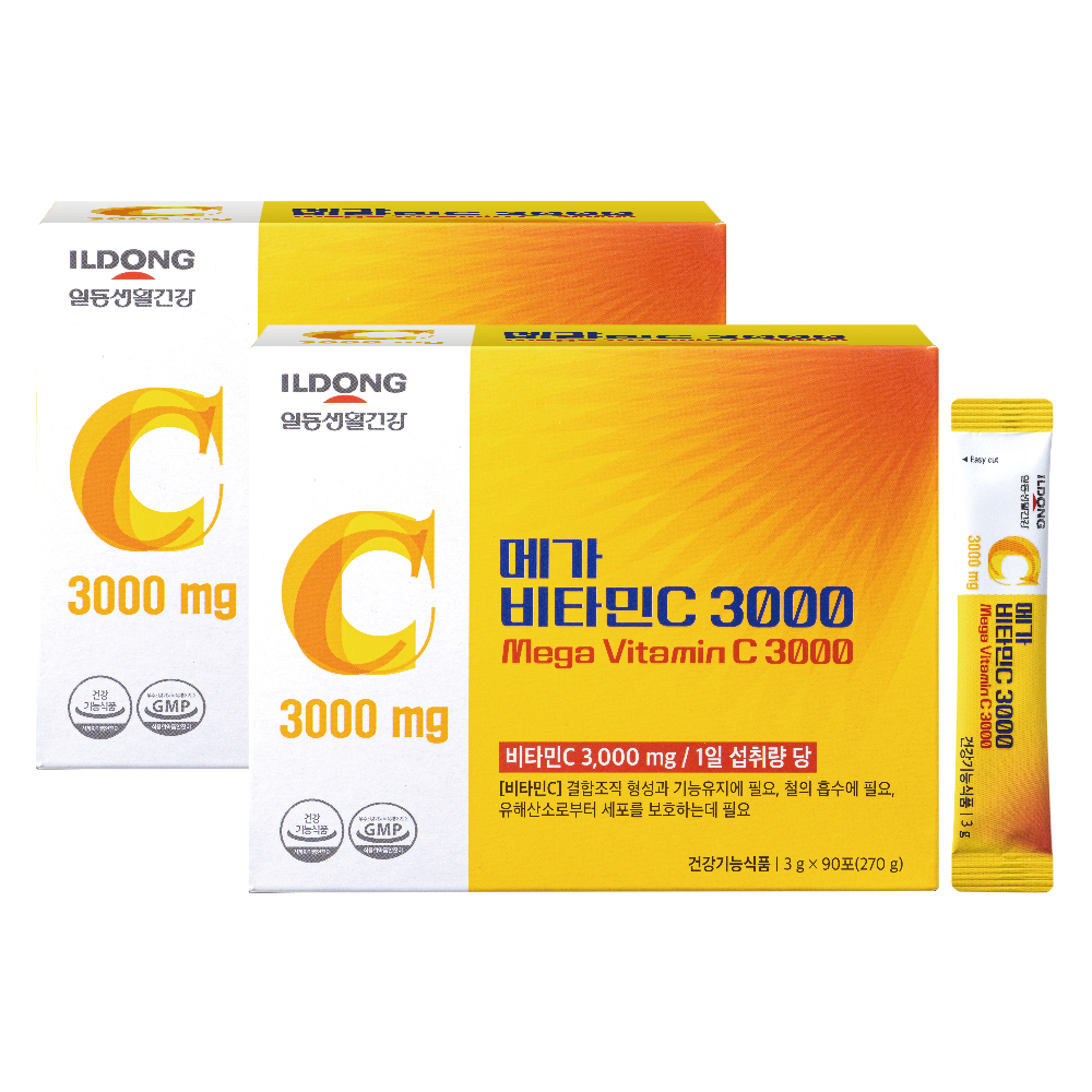 ILDONG 메가 비타민C 3,000mg, 고함량 순수 비타민100% 270g, 2개