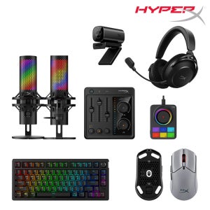 하이퍼엑스 컴플리트 셋업 스트리머 게이밍 헤드셋 마우스 키보드 마이크 오디오 믹서 웹캠 올인원 패키지 5