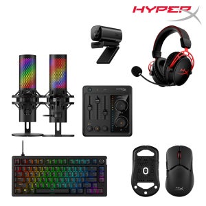 하이퍼엑스 컴플리트 셋업 스트리머 게이밍 헤드셋 마우스 키보드 마이크 오디오 믹서 웹캠 올인원 패키지 4