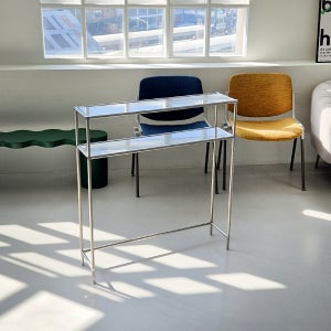 모듈 화장대 콘솔 선반 2단 슬림 유리 철제 협탁