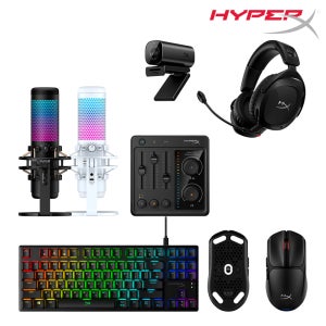 하이퍼엑스 컴플리트 셋업 스트리머 게이밍 헤드셋 마우스 키보드 마이크 오디오 믹서 웹캠 올인원 패키지 1